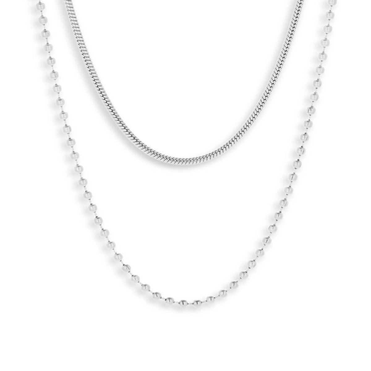 Layered Snake & Bead Chain Necklace